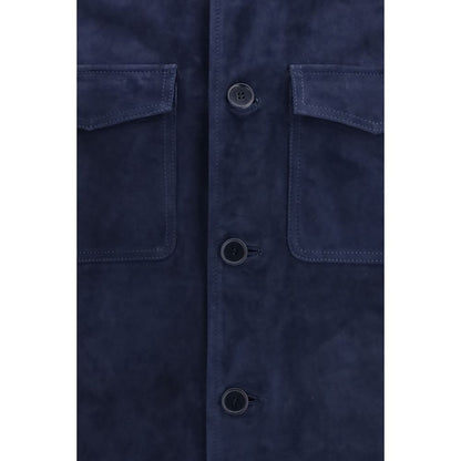 Salvatore Santoro Blue Calf Leather Bos Taurus Shell Jacket