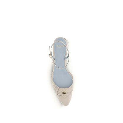 Valentino Garavani Beige Calf Leather Bos Taurus Ballet Flats