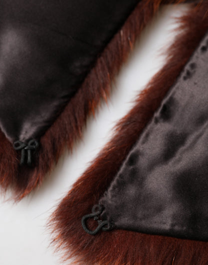 Dolce & Gabbana Brown Mink Fur Collar Women Neck Wrap 60cm x 14cm  Scarf