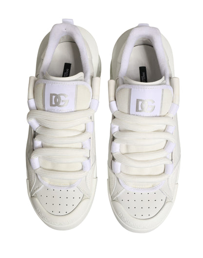 Dolce & Gabbana White Calfskin Leather Low Top Sneakers Shoes