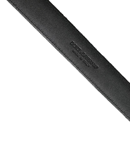 Dolce & Gabbana Black Suede Silver Tone Metal Buckle Men Belt
