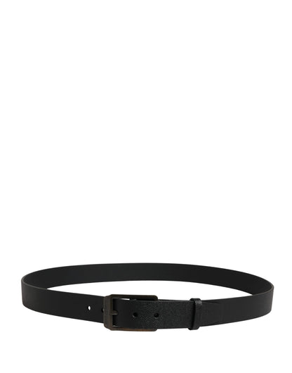 Dolce & Gabbana Black Calf Leather Gold Metal Buckle  Belt