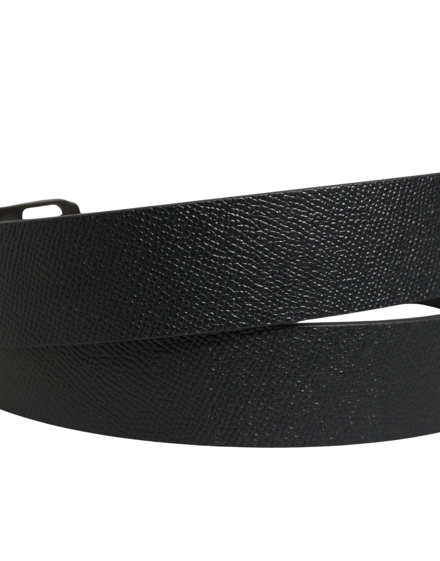 Dolce & Gabbana Black Calf Leather Gold Metal Buckle  Belt