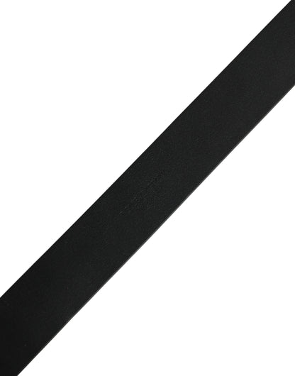 Dolce & Gabbana Black Calf Leather Gold Metal Buckle Belt