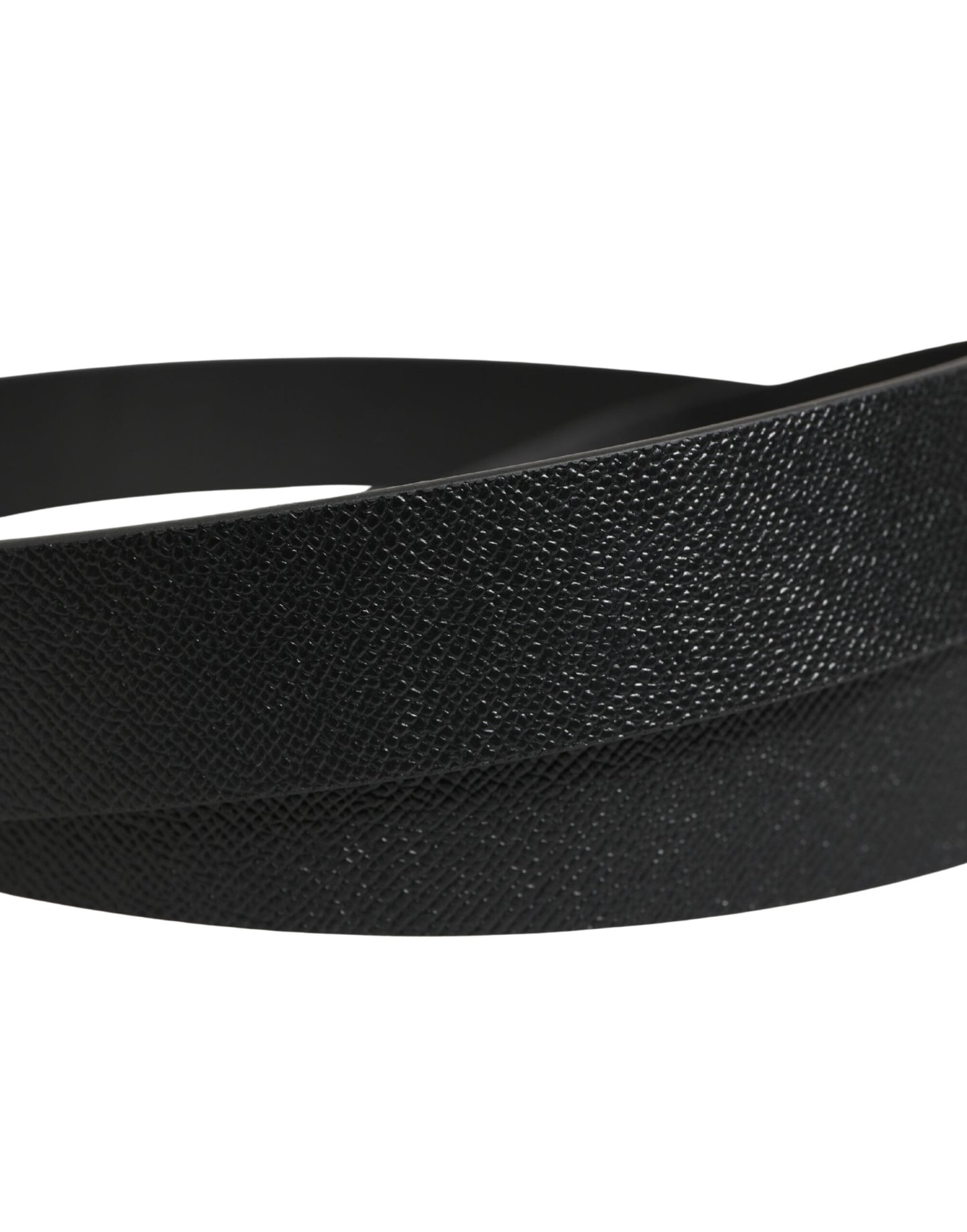 Dolce & Gabbana Black Calf Leather Silver Metal Buckle Belt