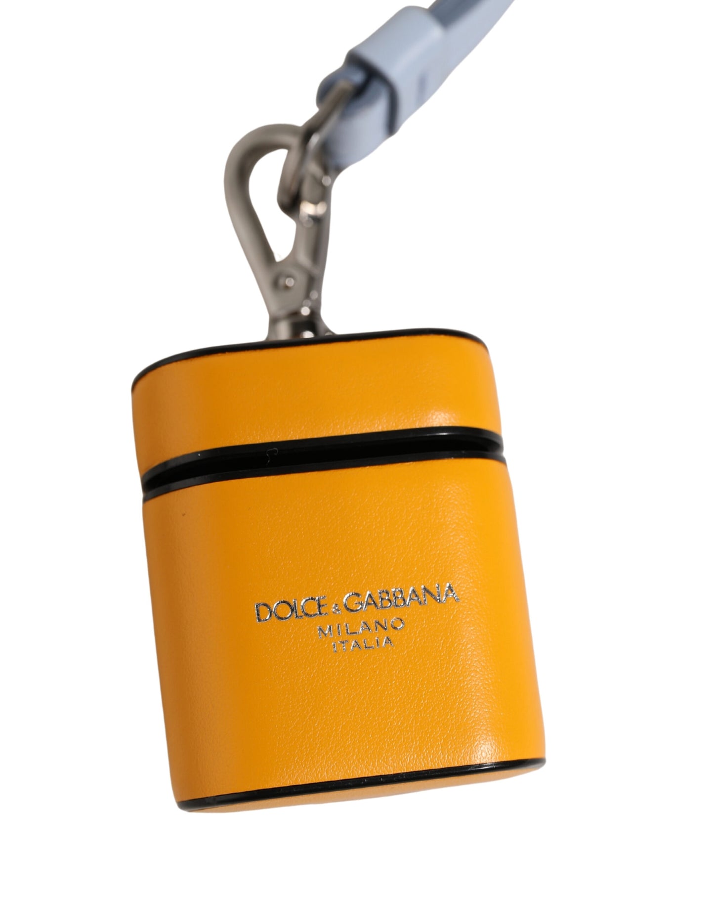 Dolce & Gabbana Case Yellow Calf Leather Logo Flip Holder Strap Airpods