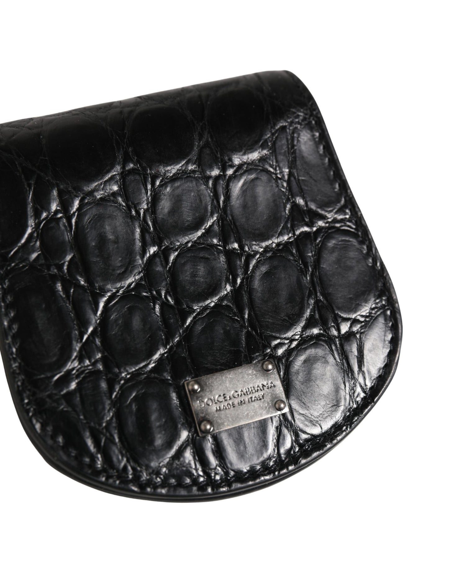 Dolce & Gabbana Black Exotic Skin Condom Case Holder Pocket Wallet