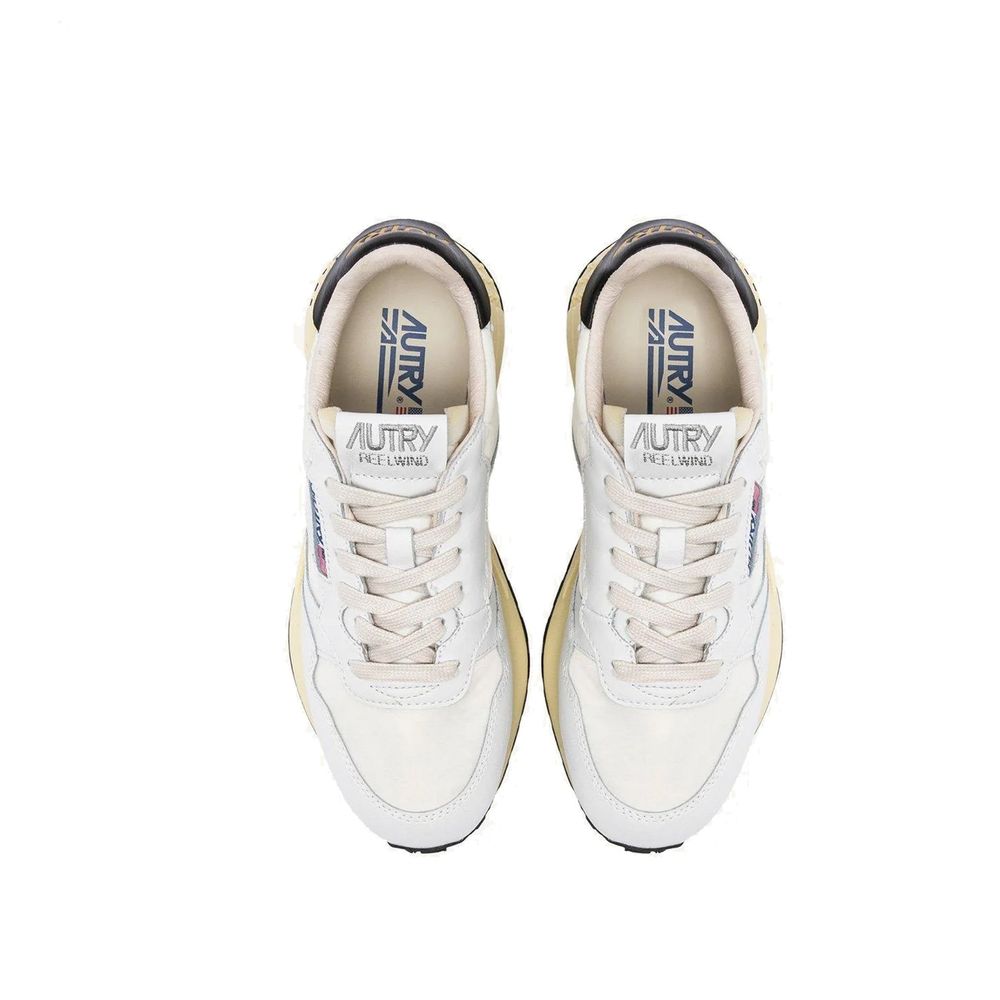 Autry White Fabric Low Top Sneakers