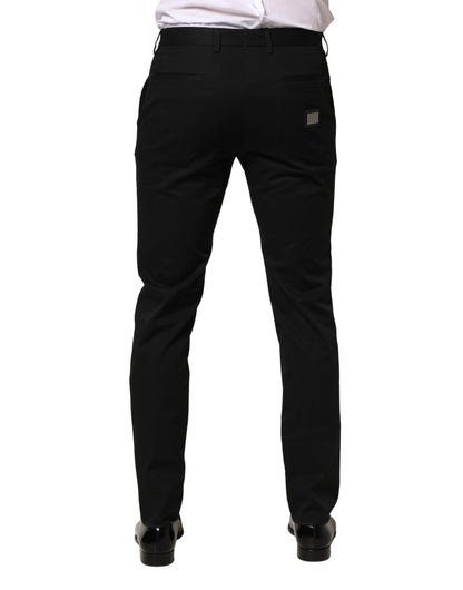 Dolce & Gabbana Black Cotton Skinny Dress Formal Trouser Pants