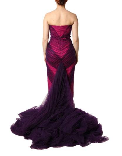 Dolce & Gabbana Pink Black Strapless Sheath Mermaid  Dress