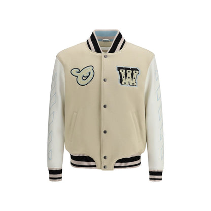 Off-White Beige Wool Bomber