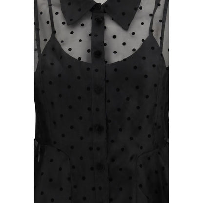 Ganni Black Recycled Polyester Pattern Shirt