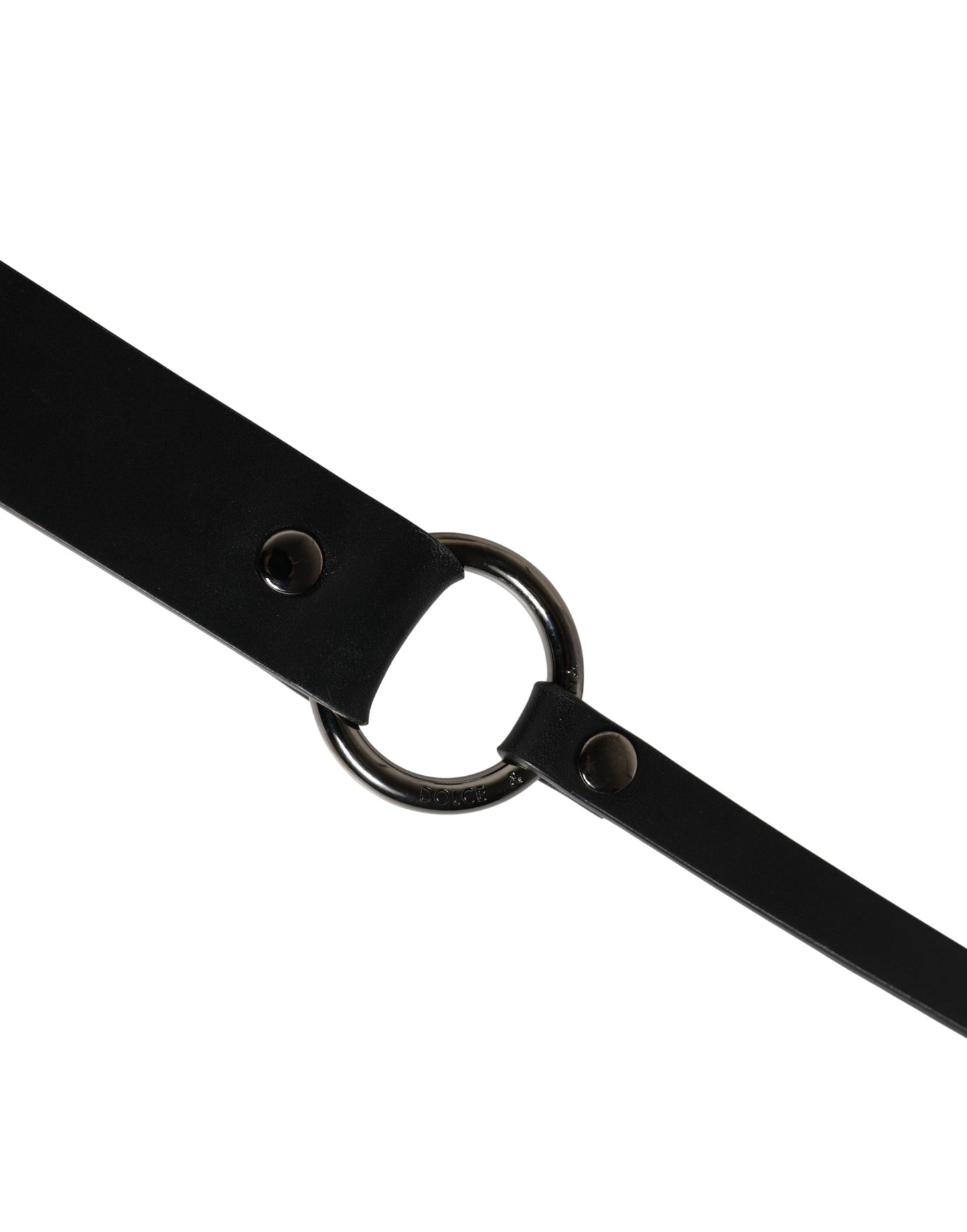 Dolce & Gabbana Men Black Calfskin Leather Metal Buckle Belt