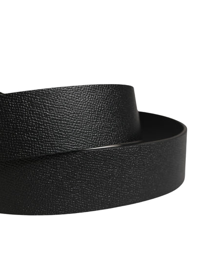 Dolce & Gabbana Men Black Classic Leather Metal Buckle Belt