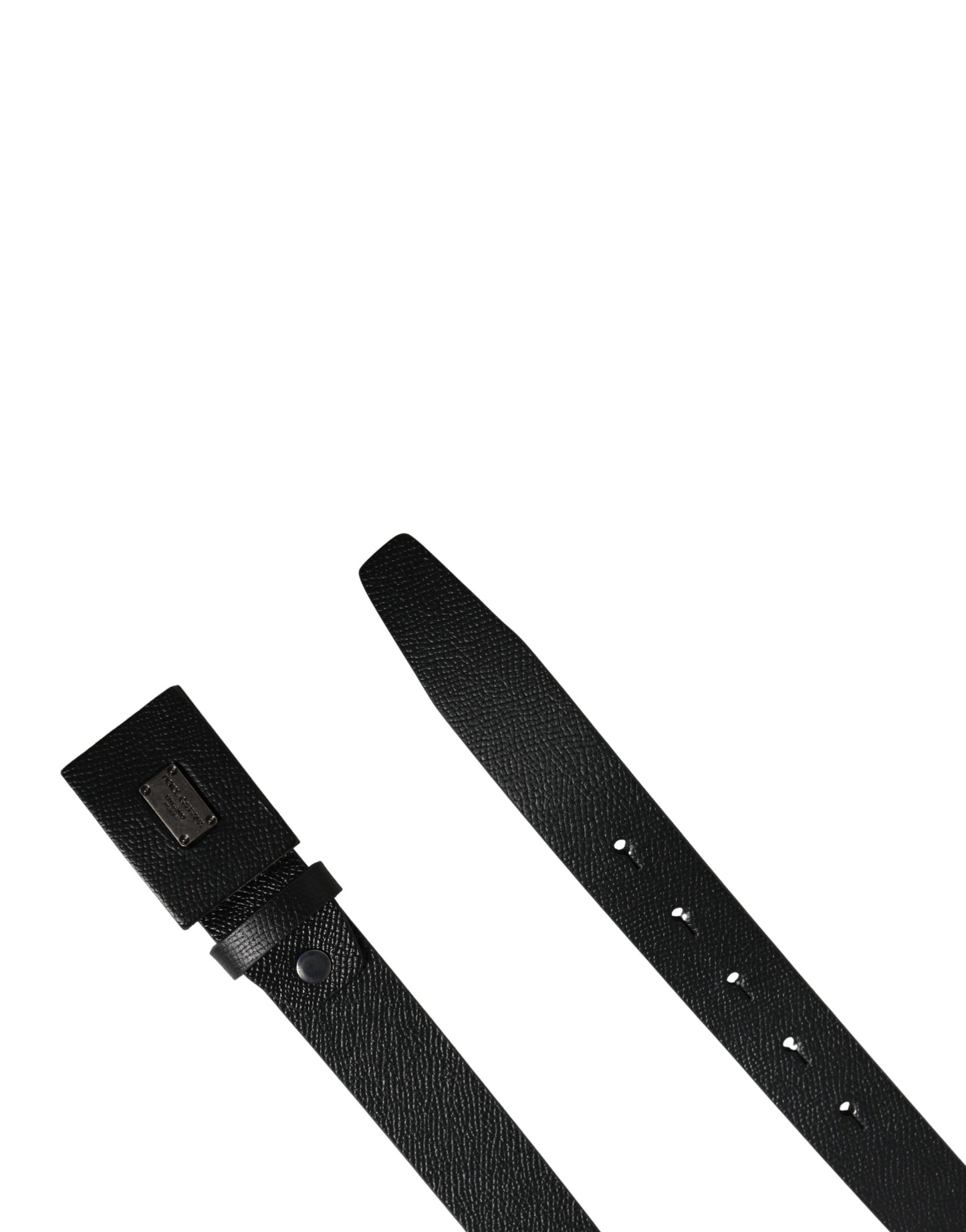 Dolce & Gabbana Men Black Calfskin Leather Square Buckle Belt
