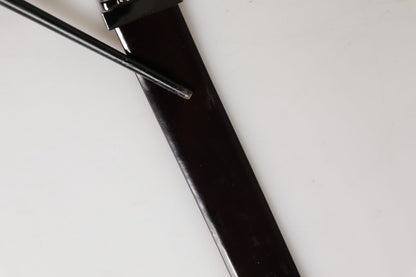 Dolce & Gabbana Black Double Strap Leather Silver Buckle Belt