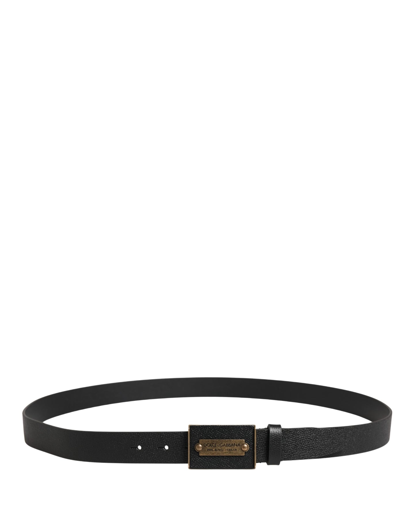 Dolce & Gabbana Men Black Calf Leather Metal Buckle Belt
