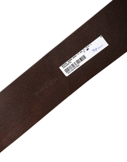 Dolce & Gabbana Brown Leather Wide Waist Metal Round Belt