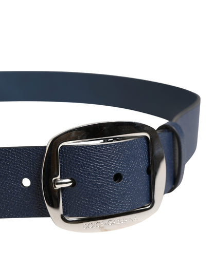 Dolce & Gabbana Men Blue Classic Leather Metal Buckle Belt