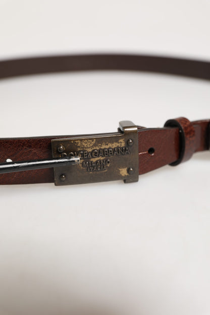 Dolce & Gabbana Men Brown Classic Leather Logo Buckle Belt
