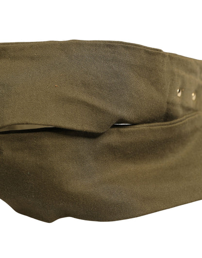 Ermanno Scervino Army Green Cotton Round Buckle Waist Belt