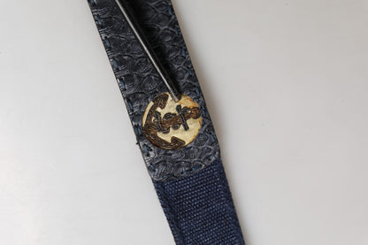 Ermanno Scervino Dark Blue Canvas Silver Metal Buckle Belt