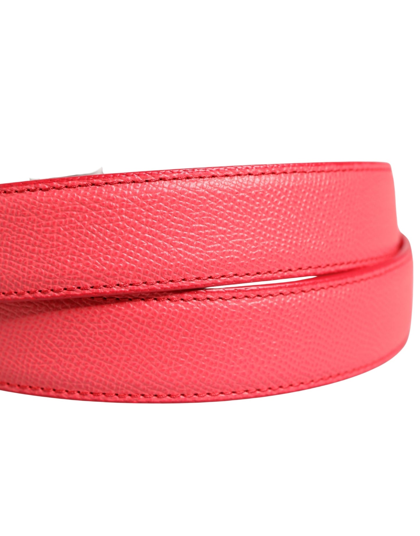 Dolce & Gabbana Pink Calf Leather Silver Metal Buckle Belt