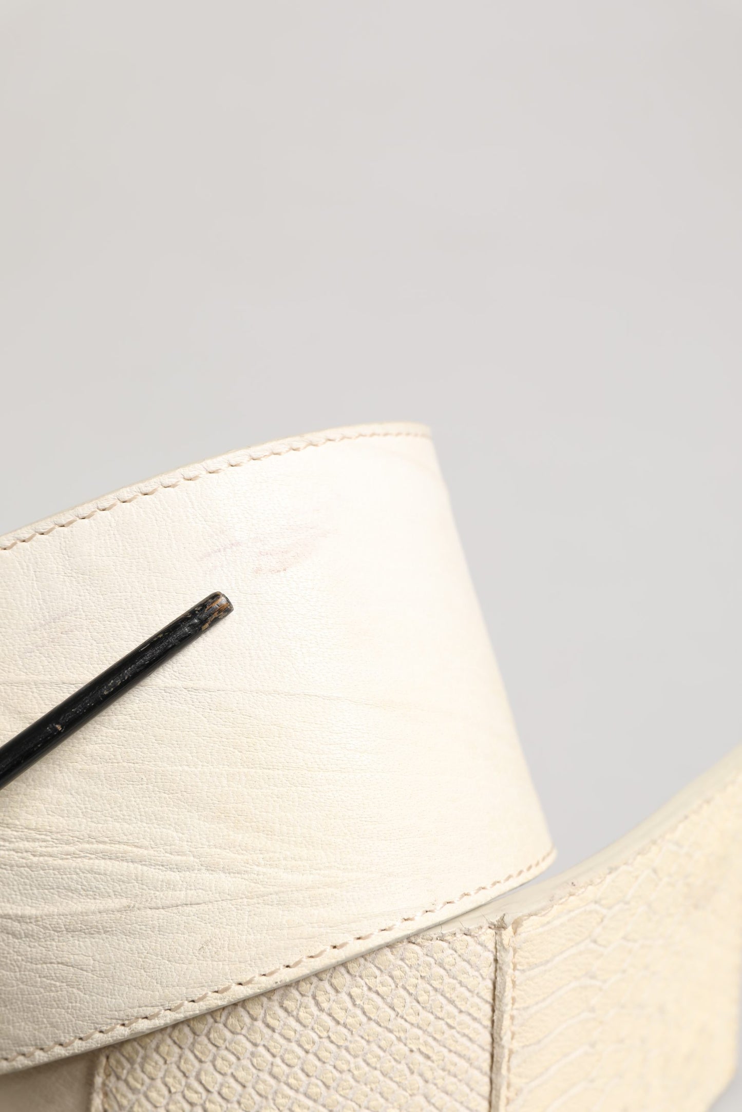 GF Ferre Off White Waxed Cotton Wide Fashion Waistband Belt