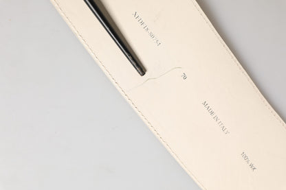 GF Ferre Off White Waxed Cotton Wide Fashion Waistband Belt