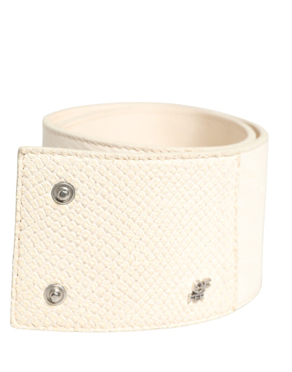 GF Ferre Off White Waxed Cotton Wide Fashion Waistband Belt