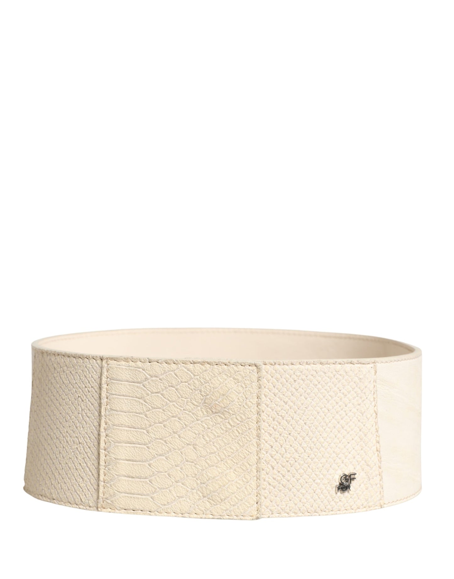 GF Ferre Off White Waxed Cotton Wide Fashion Waistband Belt