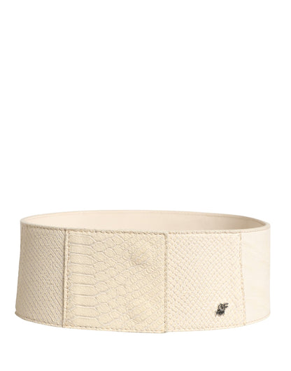 GF Ferre Off White Waxed Cotton Wide Fashion Waistband Belt