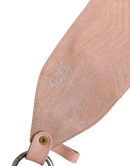 Costume National Light Pink Leather Wide Waist Round Buckle Belt