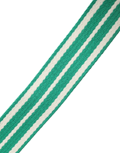 Red Valentino White Green Stripes Canvas Silver Metal Buckle Belt