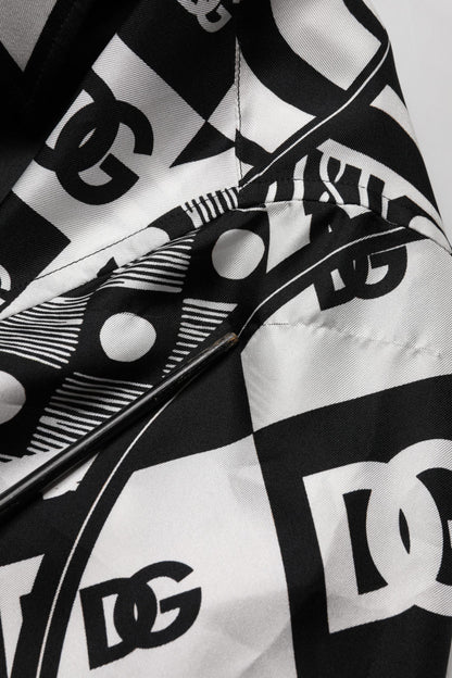Dolce & Gabbana Black Silk Logo Print Short Sleeves Shirt
