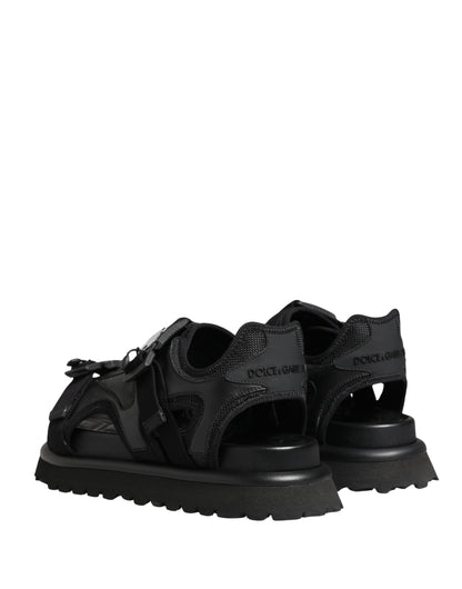 Dolce & Gabbana Black Logo Detailed Men Chunky Sandals Shoes