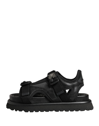Dolce & Gabbana Black Logo Detailed Men Chunky Sandals Shoes