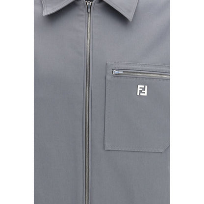 Fendi Gray Cotton Biker Jacket