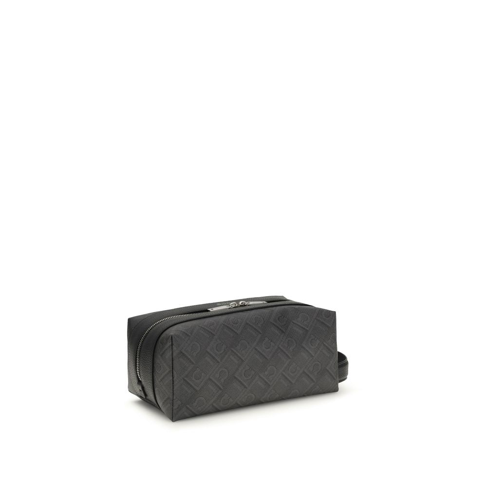 Ferragamo Black Calf Leather Bos Taurus Handbag