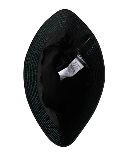 Dolce & Gabbana Men Black Floral Print Nylon Fisherman Cap Hat