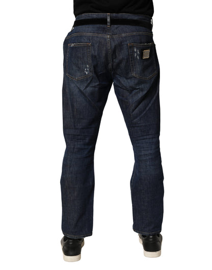 Dolce & Gabbana Dark Blue Washed Skinny Cotton Denim  Jeans