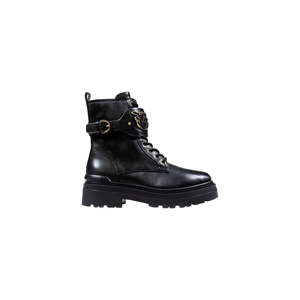 PINKO Black Leather Ankle Boots