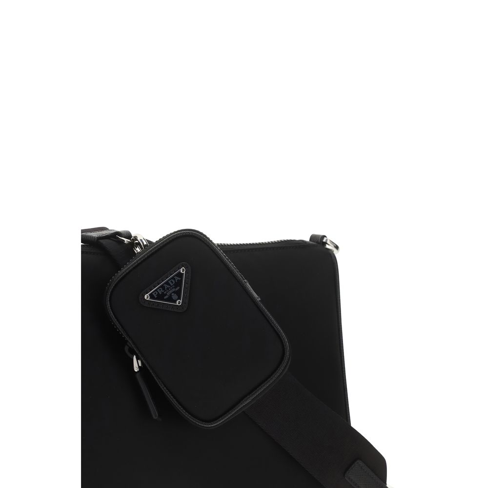 Prada Black Calf Leather Bos Taurus Shoulder Bag