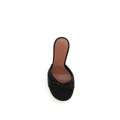 Amina Muaddi Black Fabric Stiletto Heel Sandals