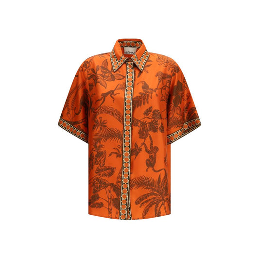 Alemais Orange Silk Pattern Shirt