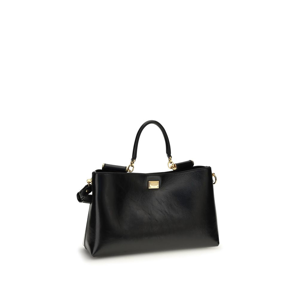 Dolce & Gabbana Black Calf Leather Bos Taurus Handbag