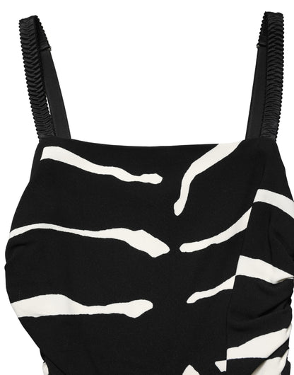 Dolce & Gabbana Black White Zebra Print CadyCalf Length Dress