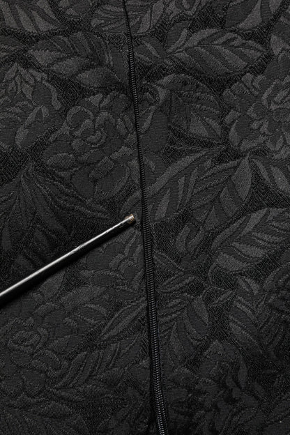 Dolce & Gabbana Black Floral Brocade Sheath Knee Length Dress