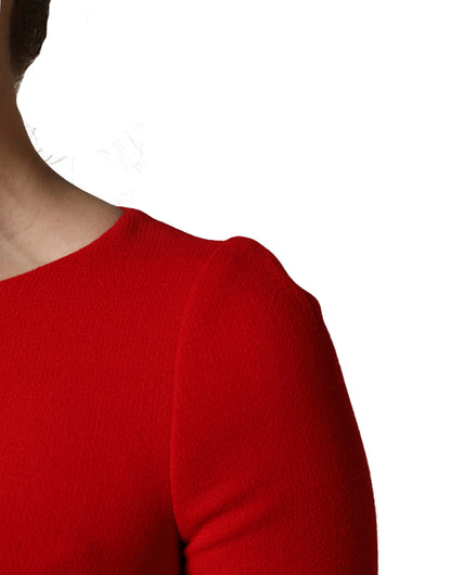 Dolce & Gabbana Red Heart Emmbellished Wool Mini  Dress