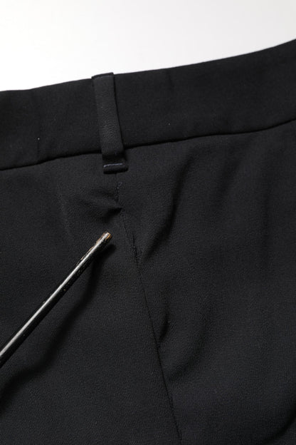Dolce & Gabbana Black Wool High Waist Cropped Tapered Pants